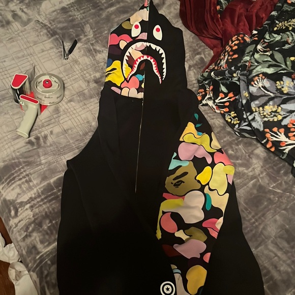 COPY - Bape multi camo sleeve/hood shark hoodie very rare piece in excellent co…